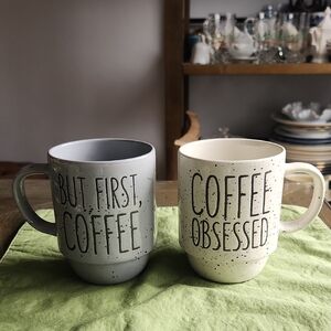 Coffee Cups Stackable Boston Warehouse Trading Company Grey Speckled Cream